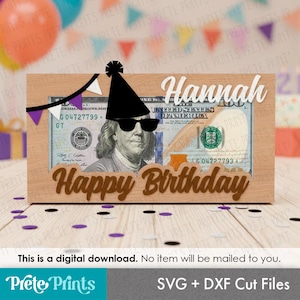 Birthday Money Holder SVG - Digital Download, Cash Holder svg, Birthday Gift svg, Happy Birthday svg, Birthday Laser Cut File