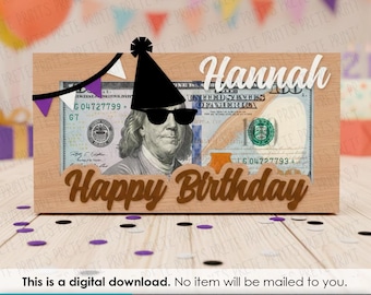 Birthday Money Holder SVG - Digital Download, Cash Holder svg, Birthday Gift svg, Happy Birthday svg, Birthday Laser Cut File