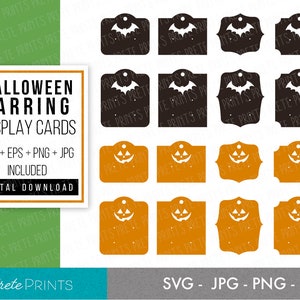 Karty ekspozycyjne na kolczyki na Halloween - Karty kolczyków svg, jpg, png, plik do cięcia karty Cricut, pliki do cięcia karty kolczyków, wzór karty kolczyków Cricut