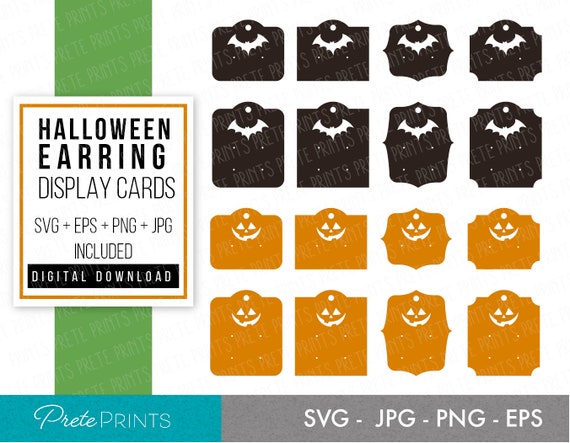 Halloween Earrings Display Cards - Earring Cards svg, jpg, png, Cricut card  Cut File, Earring card Cut Files, Cricut Earring card Pattern