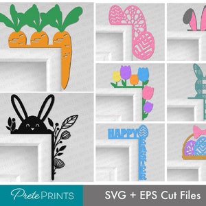 Easter Door Trim files - Door Corner, Easter Bunny SVG, Easter egg SVG, Spring Laser cut, Glowforge SVG, Spring Decor svg, Spring flower svg