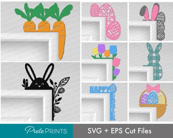 Easter Door Trim files - Door Corner, Easter Bunny SVG, Easter egg SVG, Spring Laser cut, Glowforge SVG, Spring Decor svg, Spring flower svg