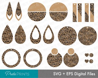 Animal Print Earring SVG - Leopard Print Earrings, Zebra Print Earrings, Glowforge Earring SVG Cut Files