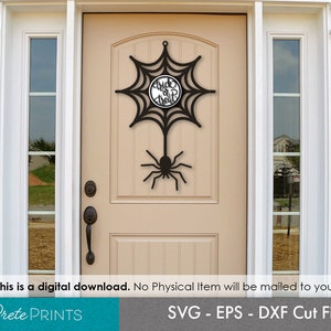 Spiderweb Door Sign Cut File - Digital Download, Halloween Sign SVG, Welcome Sign SVG, Glowforge Laser Cut sign svg, glowforge Halloween
