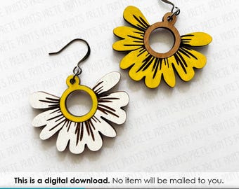 Daisy Earrings SVG - Digital Download, Glowforge Earring SVG, Laser Cut Earring Files, Earring SVG File, Earring Template svg