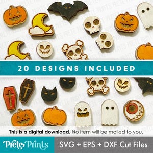 Halloween Stud Earring Cut files -  Halloween Post Earrings svg, Pumpkin earrings, ghost earrings, halloween bat earrings, skull earrings