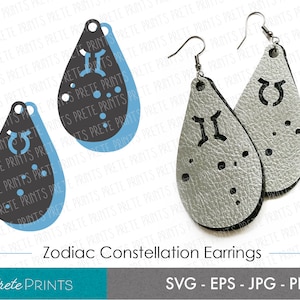 Zodiac Constellation Oorbellen SVG - svg, eps, jpg, png, digitale download, Earring Cut File, Zodiac SVG, Star Earring SVG, Celestial svg