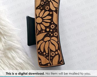 Presilha de cabelo Flower Power em formato SVG - Arquivo para corte a laser de presilha de cabelo com margaridas
