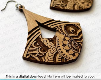 Paisley Pointed Drop Earrings SVG - Digital Download, Laser Cut Earring, Earring SVG File, Wood Template Earrings, Laser engrave Earrings