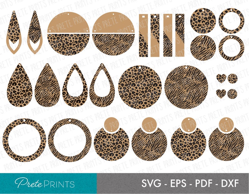 Animal Print Earring SVG - Leopard Print Earrings, Zebra Print Earrings, Glowforge Earring SVG Cut Files 