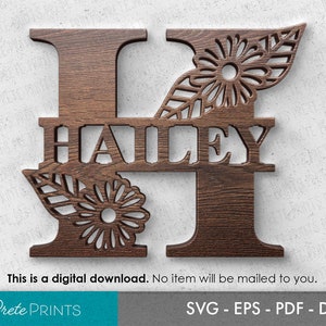 CNC Monogram SVG - Fichier de coupe CNC Router, Split Letter Wood Cut File, Complete Alphabet Letters