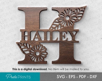 CNC Monogram SVG - CNC Router cut file, Split Letter Wood Cut File, Complete Alphabet Letters