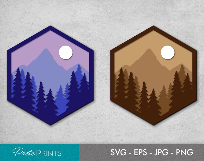 Download Layered Mountain SVG Glowforge svg 3D Mountain SVG 3D | Etsy