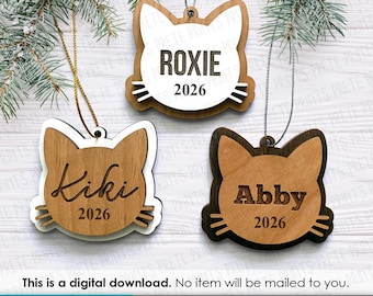 Custom Cat Ornament - Personalize Pet Christmas Ornament Cut files (Digital Download)