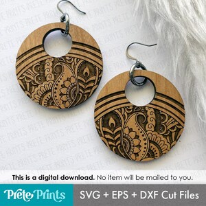 Paisley Pattern Earrings SVG - Digital Download, Laser Cut Earring Files, Earring SVG File, Flower Pattern Earrings, Laser engrave Earrings image 5