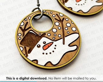Melting Snowman Earrings SVG - Digital Download, Earring SVG Template, Laser Cut Earring Files, Earring SVG File, Christmas Earrings svg