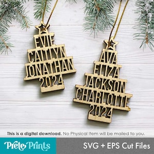 Familienaam boomversieringen - familie kerstornament SVG, kerstversiering SVG aanpassen, ornament personaliseren
