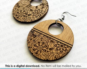 Paisley Pattern 2 Earring SVG - Digital Download, Laser Cut Earring Files, Earring SVG File, Flower Pattern Earrings, Laser engrave Earrings