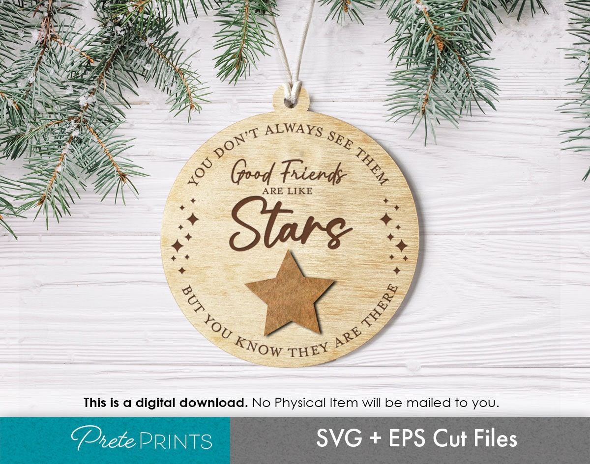 Good Friends Ornaments - Wood Christmas Ornament SVG, Christmas Ornament Cut files, Glowforge SVG, Glowforge Christmas