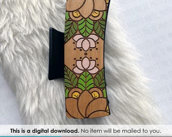 Lotus Flower Hair Clip SVG - Laser Cut Hair Claw Files, Digital Download