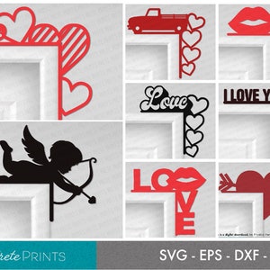 Valentines Door Trim Bundle - Door Corner, Valentine SVG, Heart Sign SVG, Cupid Laser cut, Glowforge SVG, Love Heart Decor, Valentines Day