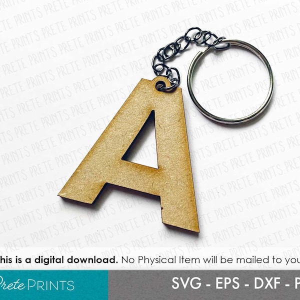 Personalize Letter Keychain SVG - Keyrings Template svg, Keychain blanks svg, Glowforge Cut file, wristlet cut file, Keyring blanks