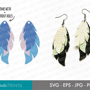 フェザーSVGイヤリング - svg、eps、jpg、png、デジタルダウンロード、イヤリングカットファイル、リーフイヤリングSVG、レザーフェザーイヤリング、レザーリーフSVG
