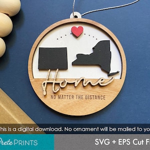 Home Ornament - Home State Christmas Ornament SVG, Personalize Christmas Ornament Cut files, Glowforge SVG, Glowforge Christmas