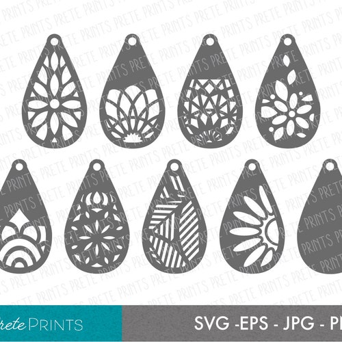 Teardrop SVG Bundle DIY Leather Earrings Teardrop Mandala - Etsy