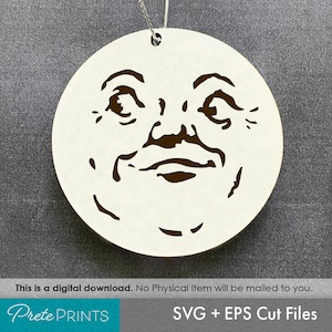 Vintage Moon Ornament Cut file -Halloween decoration, Halloween Ornament cut file, Laser cut file, Glowforge SVG, glowforge Halloween hanger