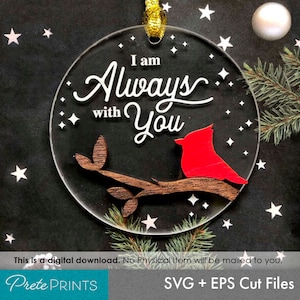 Cardinal Ornament SVG - Cardinal Christmas Ornament SVG, Memorial Christmas Ornament Cut files, Glowforge SVG, Glowforge Christmas