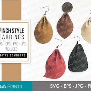 Pinch Earring SVG Bundle - Pinch Leaf Earrings, Leather Earring SVG, Cricut Earring Cut File, Cricut Earring Pattern, Earring Cut file