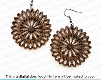 Mandala Circle Örhängen SVG - Digital Nedladdning, Örhängemall SVG, Laserskurna Örhängesfiler, Örhänges SVG-fil, Boho Style Örhänges svg
