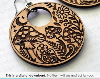 Brincos de argola em formato de cogumelo em SVG - Download digital, arquivo para corte a laser