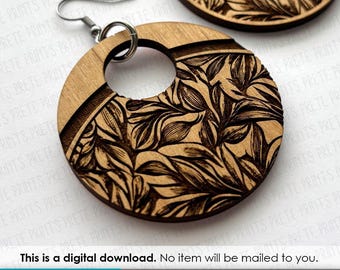 Floral Leaf Earrings SVG - Laser Cut Earring Files, Digital Download