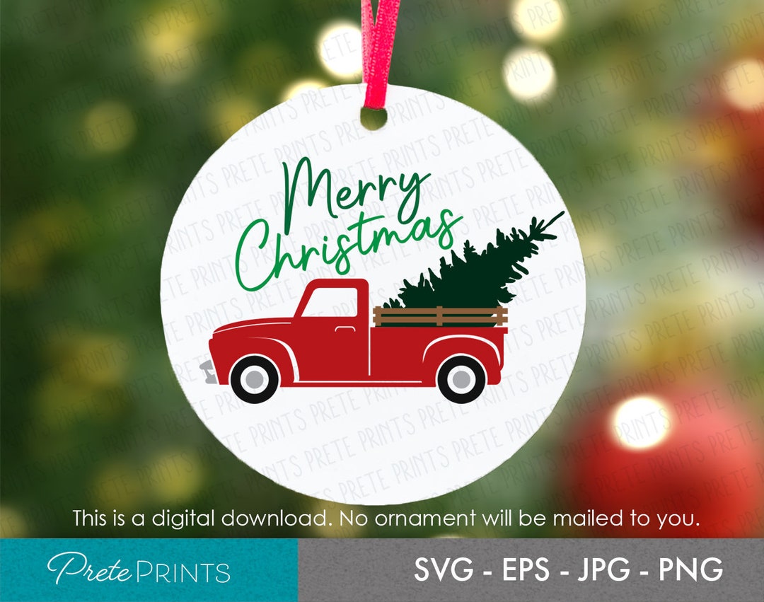 Christmas Tree Truck Ornament SVG Red Vintage Christmas Etsy