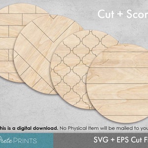 Round Cut + Score SVG pattern - Laser cut rounds, Glowforge SVG, Glowforge round sign svg, Laser Cut wood pattern, glowforge circle  svg