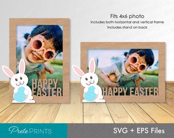 Easter Picture Frame svg - 4x6 picture frame, Laser cut frame SVG, Glowforge Frame SVG, Laser Cut wood picture frame, Easter Bunny svg