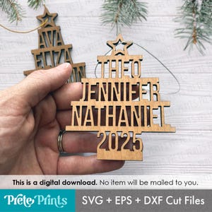 Family Name Tree Ornaments - Family Christmas Ornament SVG, Customize Christmas Ornament SVG, Personalize Ornament
