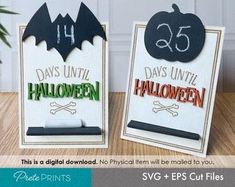 Halloween Chalkboard Countdown - Digital File, Halloween Calendar, Countdown to Halloween SVG, Chalk Board Sign SVG, Halloween Glowforge SVG