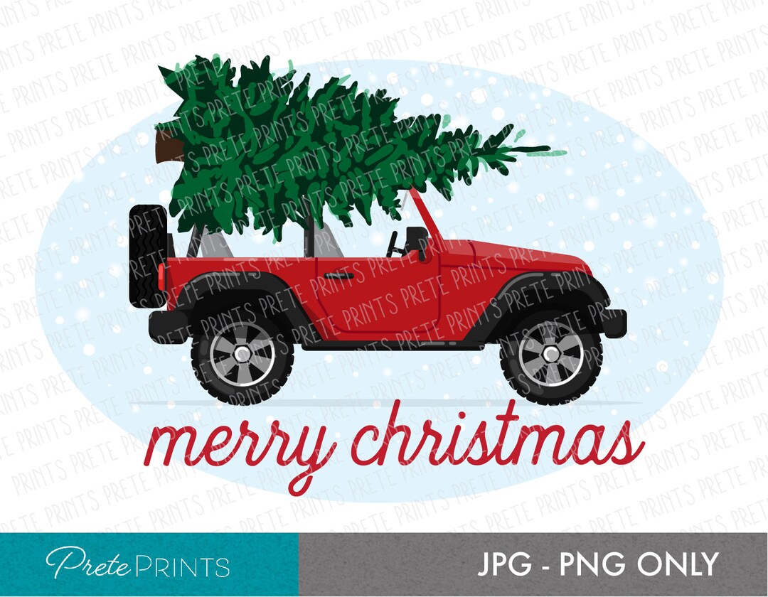 Christmas Tree Jeep Christmas Truck Tree Print, Christmas Truck Tree