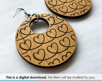 Valentines Day Heart Loop Earrings Cut Files - Earring template SVG, Digital Download, Laser Cut Earring Files, heart doodle svg
