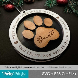 Huisdier ornament - huisdier kerstornament SVG, hond kerstornament personaliseren Gesneden bestanden, Glowforge SVG, Glowforge kerst