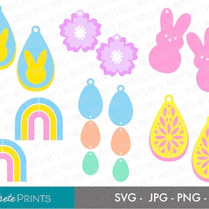 Easter Earrings SVG Bundle - Spring Earrings svg, jpg, png, Peep Earring Cut File, Easter svg, Spring Earring Cut file, Easter Earring Cut