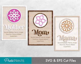 母の日サイン svg - 木製サイン 5x7、母の日レーザーカットファイル、Glowforge svg、母の日の引用 svg、母の日のギフト