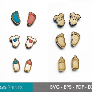 Baby Shower Ohrstecker SVG - Glowforge Ohrring Cut Datei, Mädchen oder Junge SVG, Baby Shower SVG, Digitaler Download
