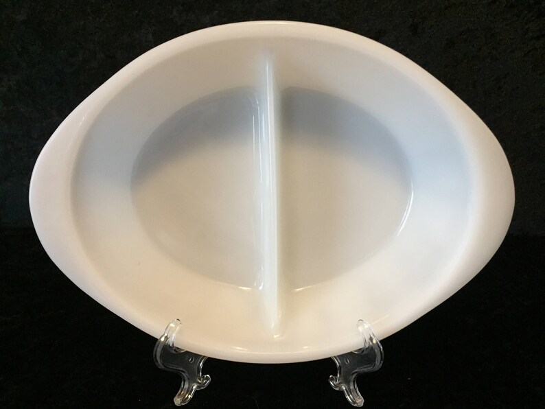 Divided Oval Vegetable Bowl by Glasbake