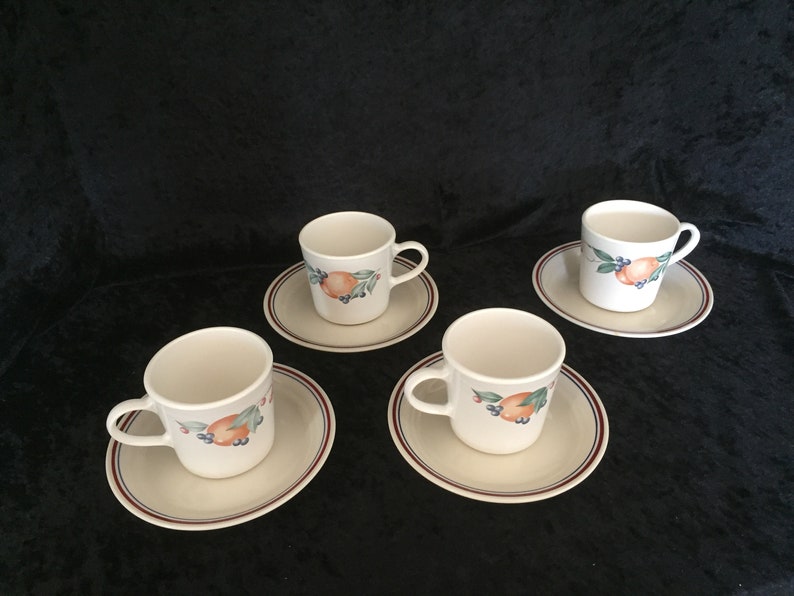 Set of 4 Cups and Saucers by Corelle in Abundance Pattern Etsy