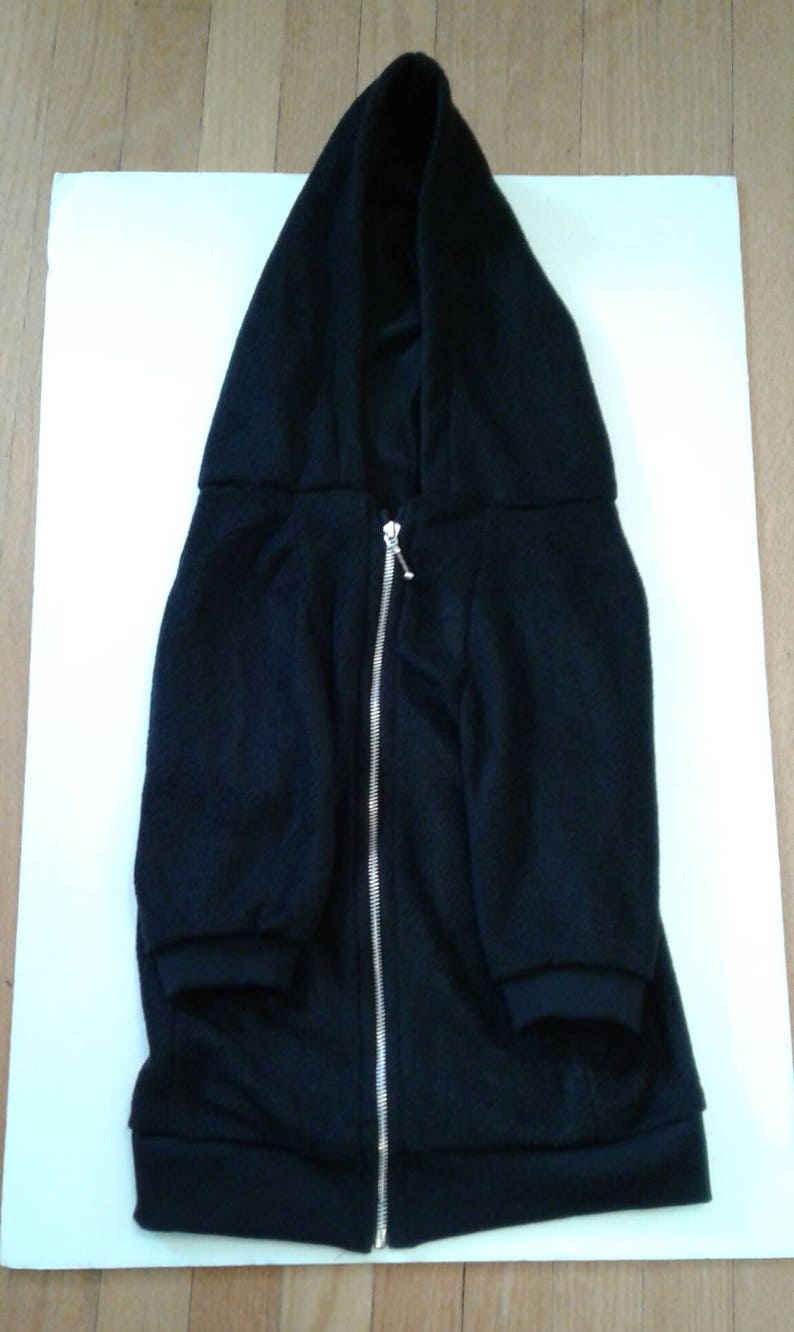 Made to Order Dog Zip Up Hoodie in Black Polar Fleece with Rib Etsy