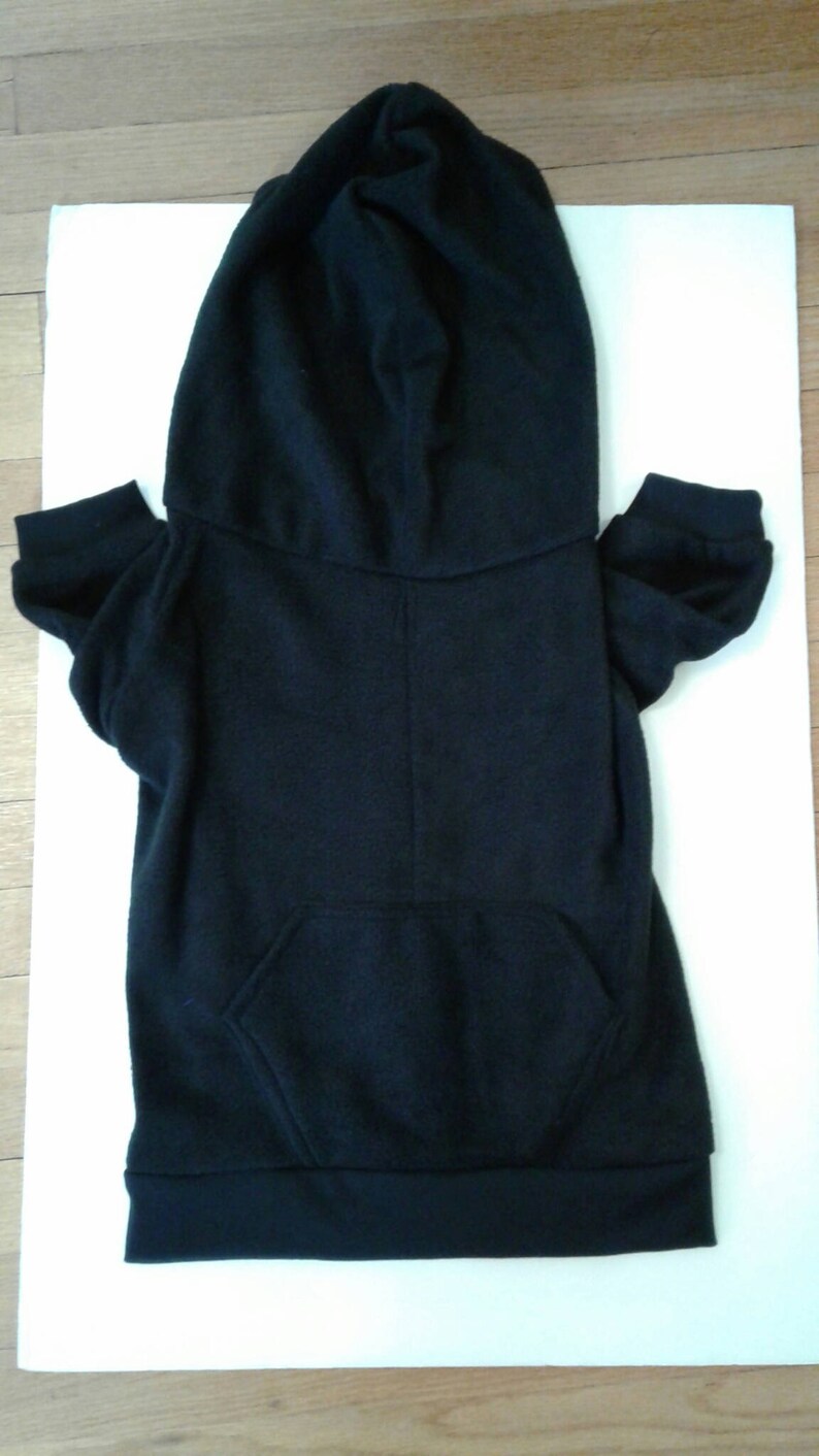 Made to Order Dog Zip Up Hoodie in Black Polar Fleece with Rib Etsy